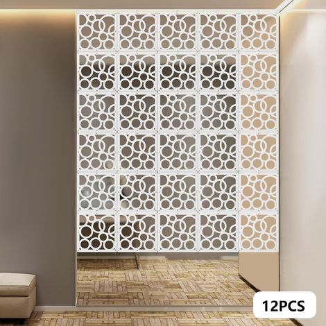 Lot de 12 séparateurs de pièce à suspendre - 29 x 29 cm - En PVC - Pour décoration intérieure, salon, salle à manger, chambre à coucher - Blanc (1/5)