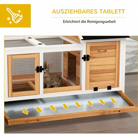 Cage roulante pour lapins nains et cochons d'Inde, avec roulettes, 108 x 58 x 73,5 cm, jaune, enclos spacieux pour petit animal (1/5)