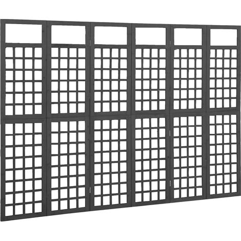 Paravent Cloison de séparation à 6 panneaux, Pour Jardin, Balcon, Terrasse Bois de pin Noir 242,5x180cm OIB9936E (1/5)