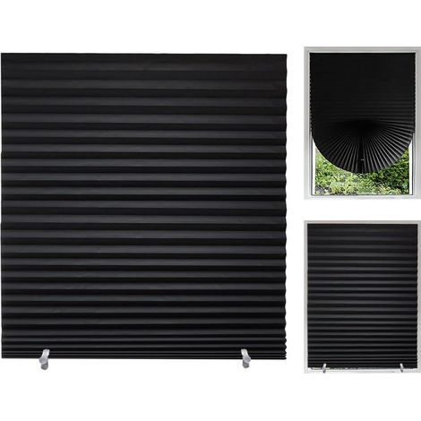 rideau plissé noir, store vénitien, rideaux plissés en non-tissé, rideaux plissés autocollants, rideaux de protection solaire sans perforation (1/5)