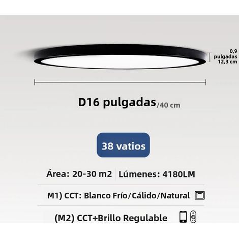 Plafonnier LED intelligent (noir, 40 cm, 38 W), contrôlable à distance via une application. (1/5)