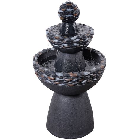 Teamson Home Fuente zen 3 niveles con flujo continuo y acabado piedra gris para jardín o terraza (1/5)