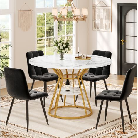 Set tavolo sedie pranzo 5 pezzi MDF metallo 100 cm OKMYHOME (1/5)