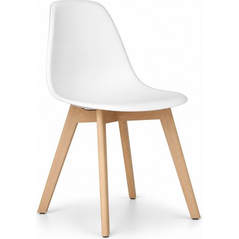 ORION91oficial® - Silla ARA Color Blanco Asiento Polipropileno y Patas Haya (83x46x55 cm) Estilo Escandinavo, Comedor, Hostelería, Oficina, Salón, Teletrabajo, Cocina - spaziOrion91 - Pack x12 (1/5)