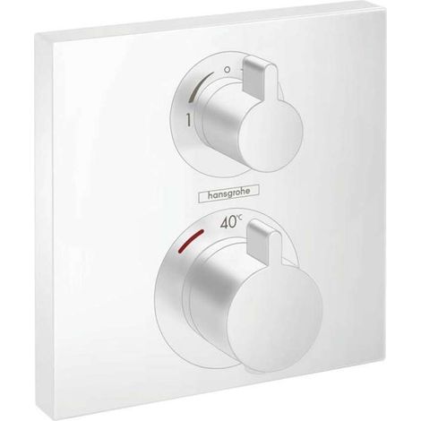 Set de finition pour mitigeur thermostatique encastré avec robinet d'arrêt et inverseur, blanc mat, 15714700 (1/3)