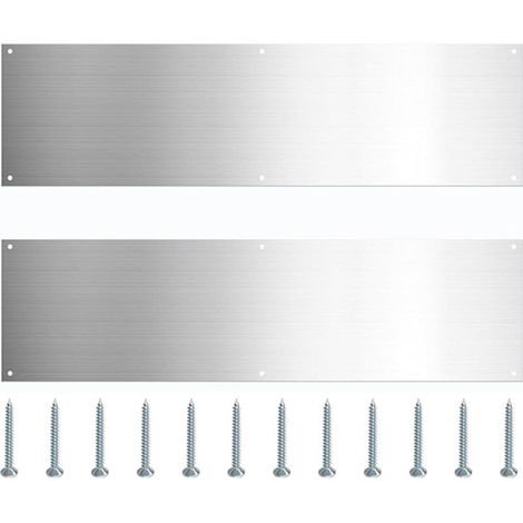 Plaques de seuil de porte en acier inoxydable – Lot de 2 – Résistantes aux rayures – Installation facile avec vis – Pour portes intérieures et extérieures (1/5)