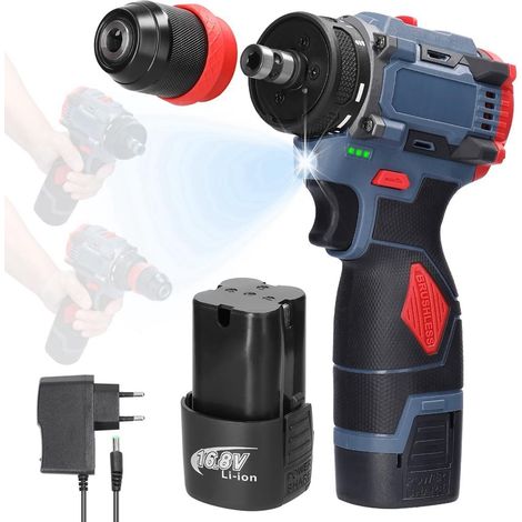 Perceuse au Lithium 16,8 V 2 en 1, Tournevis Électrique, Outil Électrique Multifonction, Couple de 45 Nm, Moteur Sans Balais, Tournevis, Installation Facile, Facile à Utiliser (1/5)
