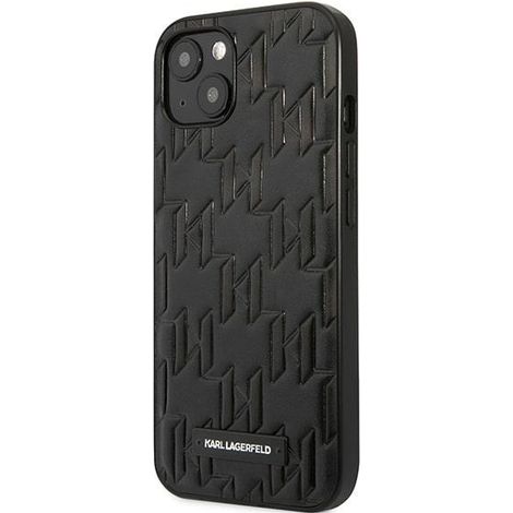 Custodia rigida Karl Lagerfeld KLHCP13SMNMP1K per iPhone 13 mini 5.4, nera/nera, con placca monogramma. (1/5)