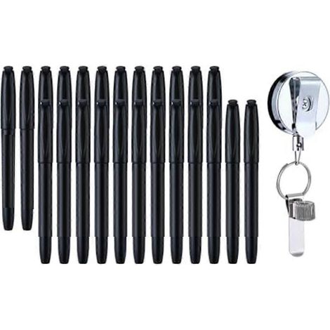 Lot de 24 marqueurs permanents noirs à pointe fine avec porte-stylo rétractable (1/4)