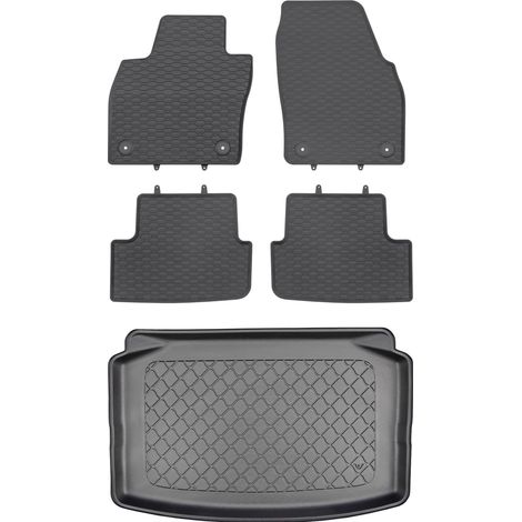 Volkswagen Polo VI 2G AW Hatchback desde 10/2017 SET - Alfombrillas de goma para coche + alfombrilla para maletero (1/5)
