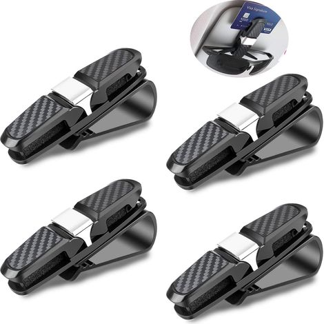 Porte Lunettes pour Voiture 4 Pièces Support Lunette Voiture Clip Rotatif à 180 ° avec Clip Support de Lunettes de Soleil pour Voiture pour Pare-Soleil de Voiture (1/5)