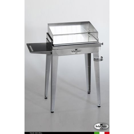 Grill 6.4 Inox Piastra liscia - Con portapiatti - Con paraschizzi - Senza kit mensola e ruote - Satinato - barbecue, griglia, giardino, carne, a gas, acciaio made in Italy
