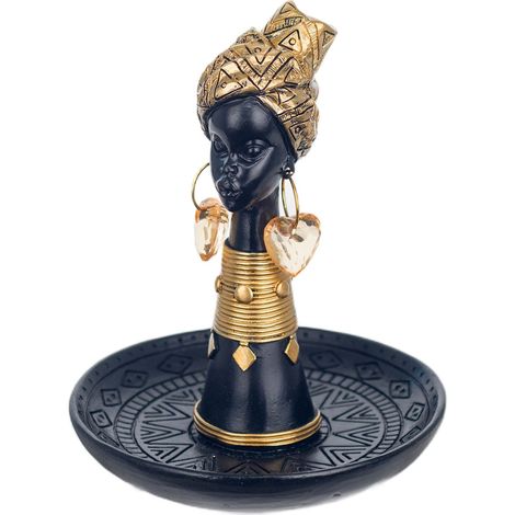 Signes Grimalt Figure de figure africaine Figure africaine avec africain et éléphants noir 14x14x16cm 27133 (1/3)