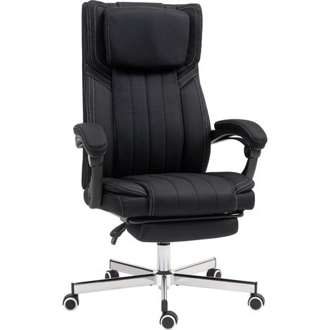 Chaise de bureau siège pivotant dossier inclinable hauteur réglable 65 x 61 x 105-113 cm noir (1/5)