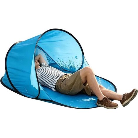 Tenda da spiaggia pop-up, parasole, relax estivo, montaggio rapido, 142 x 72 x 67 cm, blu (1/5)