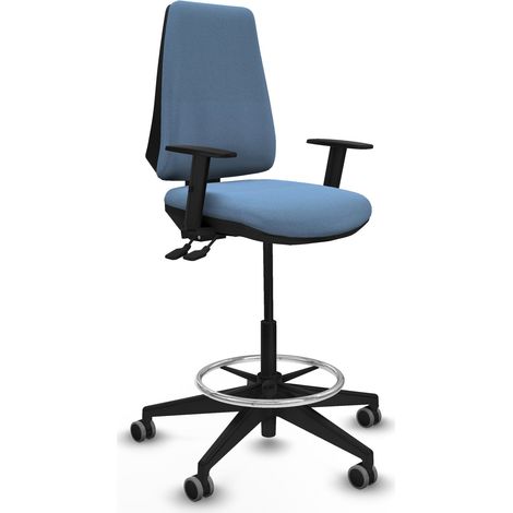 Taburete Elche AS bali azul cielo brazos 1D base piramidal ruedas 65mm engomadas