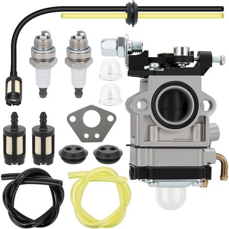 Kit 2 temps pour débroussailleuse & tondeuse 43 cm³ 49 cm³ 52 cm³, kit de réparation complet avec joints, durites de carburant, bougie d'allumage et filtre à essence (1/5)