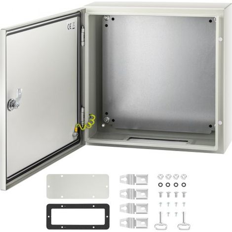 Schaltschrank NEMA-Industriegehäuse, 40 x 40 x 15 cm NEMA 4X-Stahl-Verteilerschrank, IP66 wasser- und staubdicht, elektrischer Anschlusskasten für den Außen-/Innenbereich, mit Montageplatte (1/5)