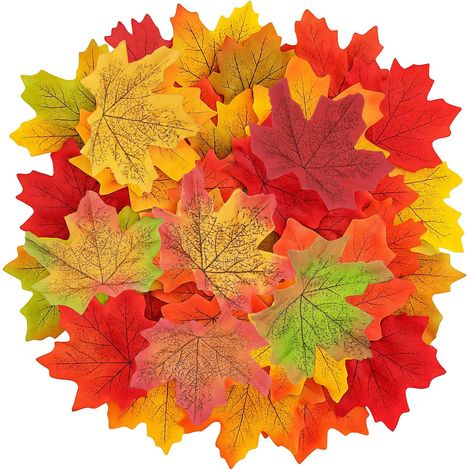 300 pièces de Feuilles d'érable d'automne, Feuilles d'érable artificielles pour décorer Votre Table, décorations d'automne pour Halloween, Thanksgiving, Mariages, cheminées, fêtes à la Maison (1/5)
