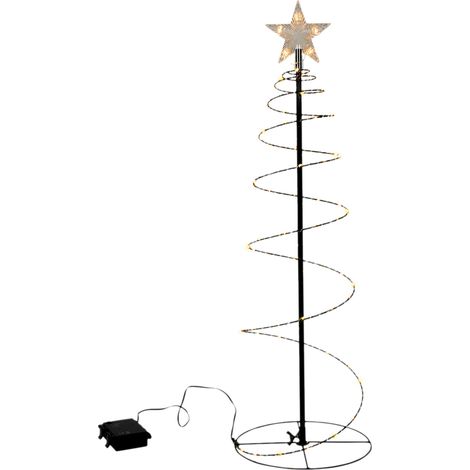 LED Spiral Lichterbaum schwarz für Außen mit Timer - 60 cm - Metall Weihnachtsbaum mit Stern Spitze Batterie betrieben - Weihnachten Advent Garten Deko Beleuchtung