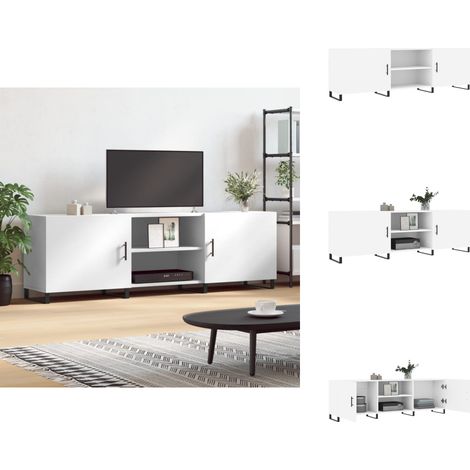 TV-Schrank Weiß 150x30x50 cm Holzwerkstoff - TV-Schrank - Fernsehtisch - Holzwerkstoff - Weißer TV-Stand - Wohnzimmermöbel (1/5)