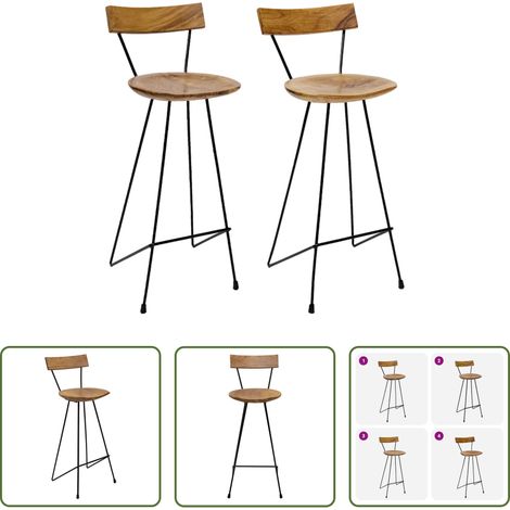 Meuble en teck -  Tabourets de bar lot de 2 bois de teck massif (1/5)