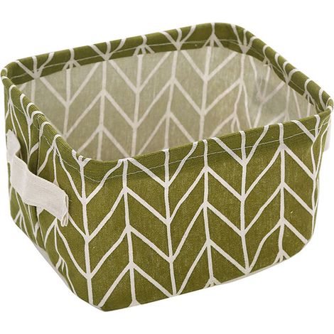 Petit panier de rangement en coton et lin, mini-bac de rangement avec poignée pour étagères et bureaux (1/5)