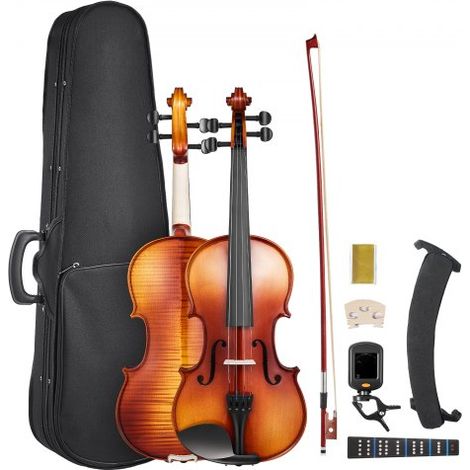 Violín de 4/4 355 mm de Tamaño Completo con Estampado Marrón Brillante (1/5)