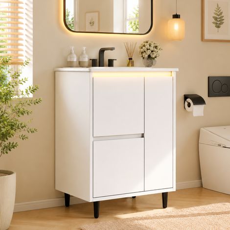 Mobile bagno con lavabo integrato 61 x 46,5 x 87 cm bianco DESVIAE (1/5)