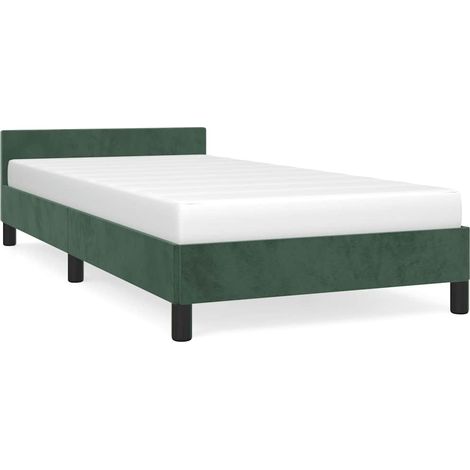 Lit simple,Lit adulte,Cadre de lit sans matelas vert foncé 90x190 cm velours CFW4539493 (1/5)