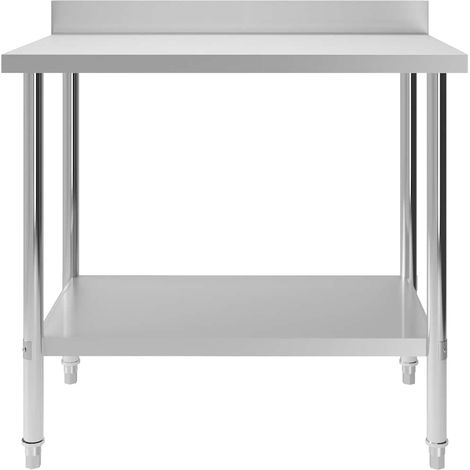 Table de travail de cuisine avec dosseret et étagère Acier inoxydable Argent 100 x 60 x 93 cm (1/5)
