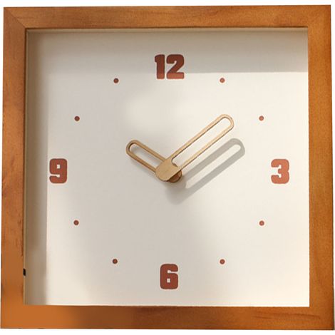 Horloge Murale Carrée en Bois Foncé Silencieuse Minimaliste Moderne Décoration Intérieure Quartz Précis 23x23cm (1/5)