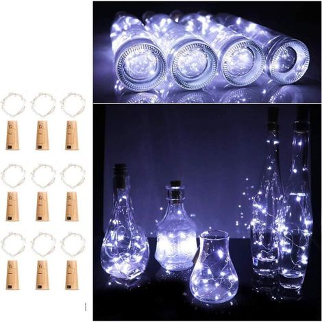 La Bouteille Lumière Led Bouteille Lumière Fée Lumières Bouteille Liège 2 M 20 Led Veilleuse Bouteille De Vin Fête De Mariage Décoration Romantique (Blanc) 9 Pièces (1/5)