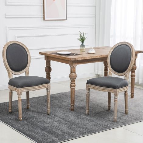 2 sillas de comedor 99 x 32 x 48 cm gris y natural, respaldo, estilo francés - CHICFURN (1/5)