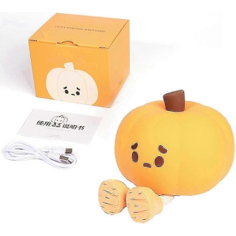 Luz nocturna para niños, lámpara con forma de calabaza, sensor táctil, LED de silicona. (1/5)
