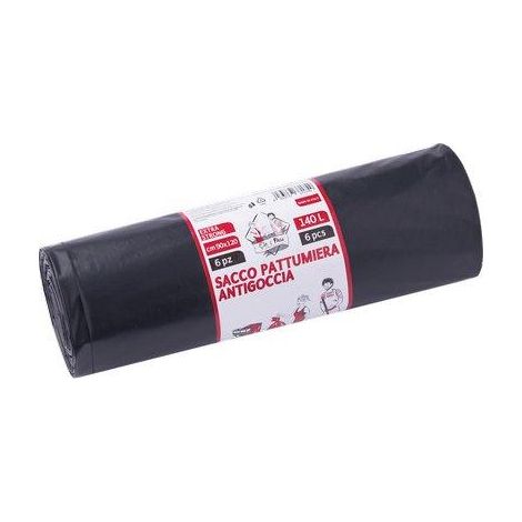 SACCO IMMONDIZIA INDUSTRIALE NERO ELEPACKING - CM 90X120 MY 80 CF=PZ 6- 20 confezioni
