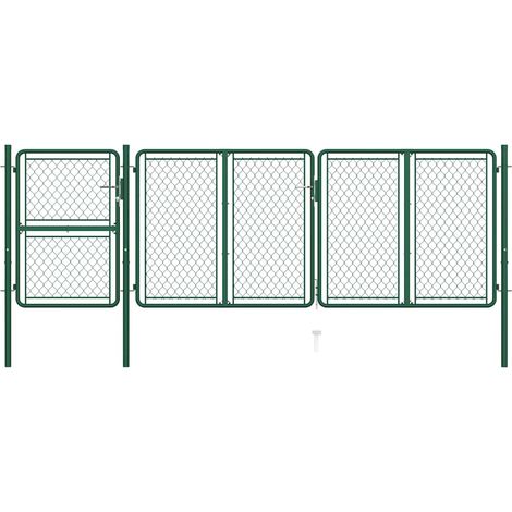 vidaXL Portail de jardin en acier vert 400 x 125 cm (1/5)