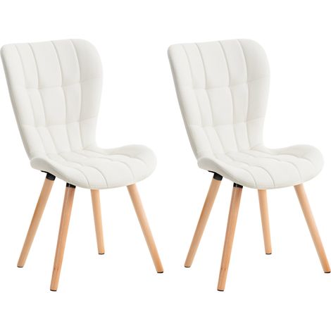 Lot de 2 chaises de salle à manger dossier haut coutures décoratives assise en PVC blanc 100001645 (1/5)