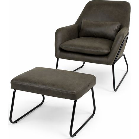 Poltrona "Helix" con poggiapiedi e rivestimento in semilpelle per interno -Beige (1/4)