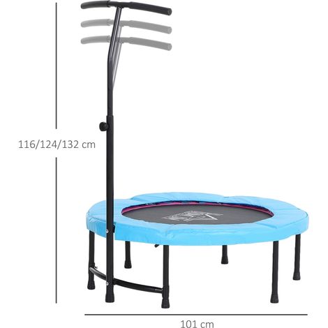 40" Fitness Trampoline with Adjustable Handle, Rebounder Trampoline, Mini Jumper for Indoor Exercise Workout, Blue
