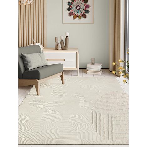 Rio tapis salon moderne doux antidérapant 3d crème