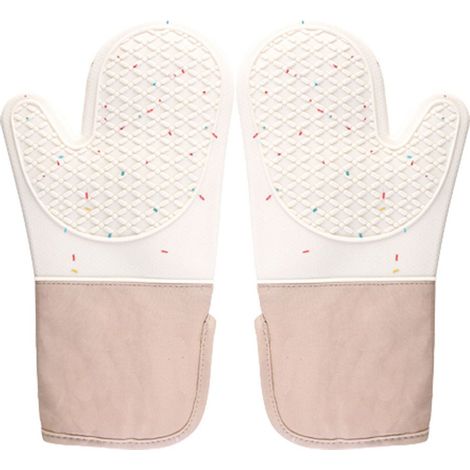33 cm lange, doppelwandige Silikon-Küchenhandschuhe, professionelle Ofenhandschuhe, hitzebeständig bis 230 °C, rutschfest, weiches Baumwollfutter, Ofenhandschuhe, Topflappen, hitzebeständige Untersetz