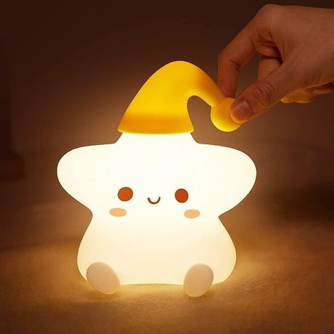 Veilleuse étoile mignonne, veilleuse LED en forme d'étoile pour enfants, en silicone alimentaire, à intensité variable, douce au toucher, un joli cadeau, parfaite pour le bureau, la chambre de bébé ou