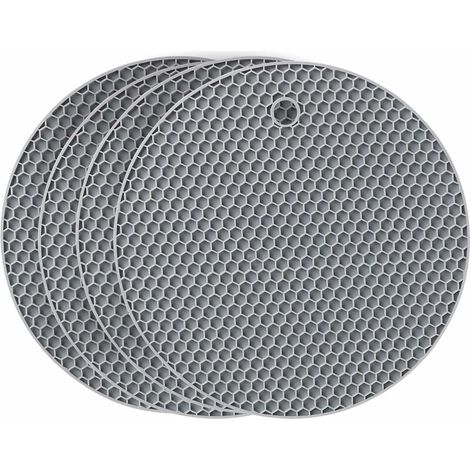 Ensemble de 4 dessous de verre antidérapants et résistants à la chaleur en silicone avec un porte-cuillère multifonctionnel, idéal pour la cuisine. (1/5)