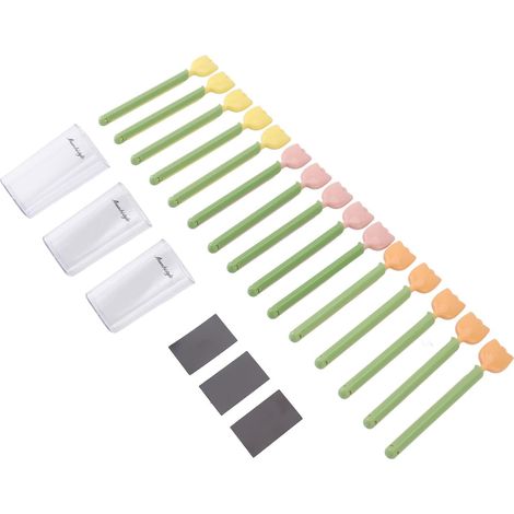 Clip de Scellage Tulipe, Clips Tulipe PP PS avec Aimant 15 Pièces avec Boîte de Rangement, Fermeture Serrée du Sac Alimentaire pour Réfrigérateur, Garde-manger, Stockage de Collations (1/5)