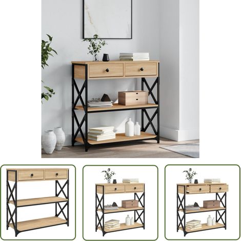 The Living Store Table console chêne sonoma 75x28x75 cm bois d'ingénierie - Table Basse - Table D'appoint - Meuble D'entrée - Table Console - Mobilier Moderne (1/5)