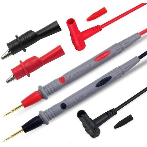 Sonde Multimètre - Pointe Ultra-Affûtée Plaquée Or - 1000 V - 20 A - 90 cm - Fiche Banane - Pour Tests Électroniques Précis - 1 Paire (1/4)