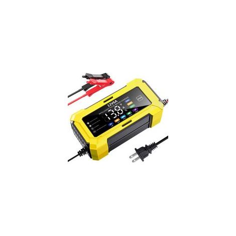 12V 6A JauneChargeur de batterie 12 V pour voiture (12 V 6 A), chargeur de batterie pour moto (14,6 V), chargeur de batterie lithium-fer-phosphate 12 V compatible avec les batteries au plomb-acide lit (1/3)