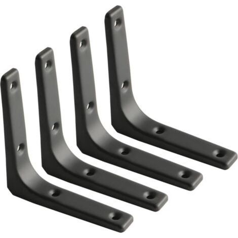 Support mural en métal noir pour étagère – support robuste 100 mm x 100 mm – lot de 4 pièces (1/5)