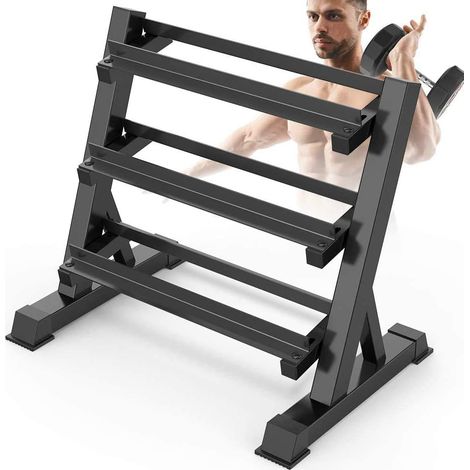 Support pour Haltères de 3 Niveaux,Repose Haltères Rack de Rangement pour Musculation Max. 300 kg - Alloy Steel Noir